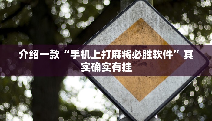 介绍一款“手机上打麻将必胜软件”其实确实有挂